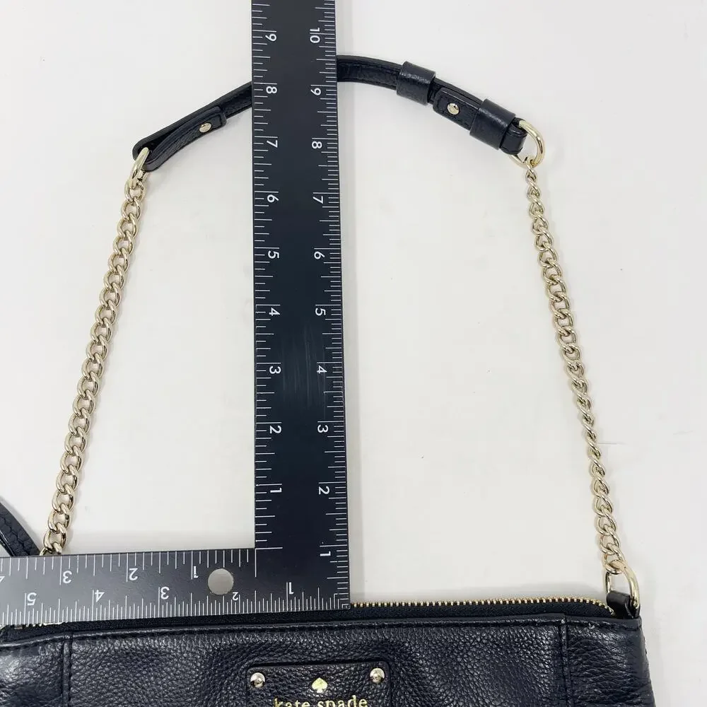 Kate Spade Black Berkshire Road Adela Shoulder Bag Chain Link Pebble Leather
